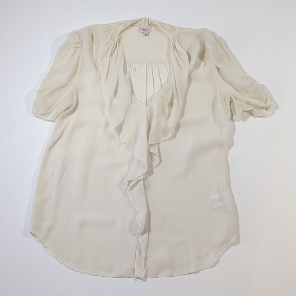 Aritzia Babaton Tinsley 100% Silk Ruffle Blouse - Cream - Size Small - Picture 5 of 14